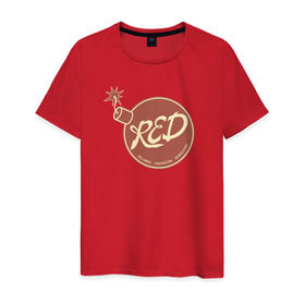 Мужская футболка хлопок с принтом RED в Белгороде, 100% хлопок | прямой крой, круглый вырез горловины, длина до линии бедер, слегка спущенное плечо. | team fortress 2 | пиромант | скаут | тим фортресс | шпион
