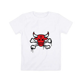 Детская футболка хлопок с принтом Chicago Bulls (череп) в Белгороде, 100% хлопок | круглый вырез горловины, полуприлегающий силуэт, длина до линии бедер | chicago bulls | буллз | чикаго