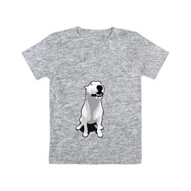 Детская футболка хлопок с принтом Бультерьер в Белгороде, 100% хлопок | круглый вырез горловины, полуприлегающий силуэт, длина до линии бедер | Тематика изображения на принте: пес | собака