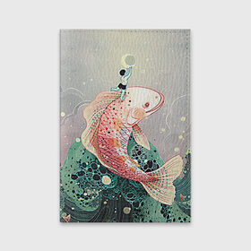 Обложка для паспорта матовая кожа с принтом Рыба в Белгороде, натуральная матовая кожа | размер 19,3 х 13,7 см; прозрачные пластиковые крепления | волны | искусство | мальчик | рыба