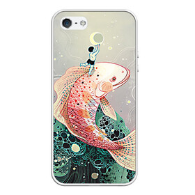Чехол для iPhone 5/5S матовый с принтом Рыба в Белгороде, Силикон | Область печати: задняя сторона чехла, без боковых панелей | волны | искусство | мальчик | рыба