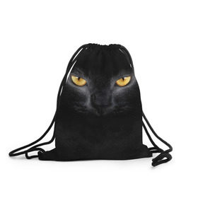 Рюкзак-мешок 3D с принтом Черная кошка в Белгороде, 100% полиэстер | плотность ткани — 200 г/м2, размер — 35 х 45 см; лямки — толстые шнурки, застежка на шнуровке, без карманов и подкладки | глаза | киса | кот | котик | кошка | черная кошка