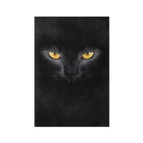 Обложка для паспорта матовая кожа с принтом Черная кошка в Белгороде, натуральная матовая кожа | размер 19,3 х 13,7 см; прозрачные пластиковые крепления | Тематика изображения на принте: глаза | киса | кот | котик | кошка | черная кошка