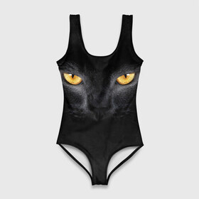 Купальник-боди 3D с принтом Черная кошка в Белгороде, 82% полиэстер, 18% эластан | Круглая горловина, круглый вырез на спине | глаза | киса | кот | котик | кошка | черная кошка