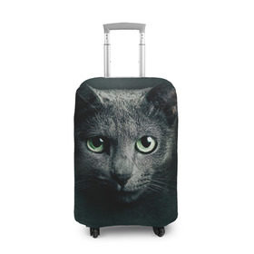 Чехол для чемодана 3D с принтом Серый кот в Белгороде, 86% полиэфир, 14% спандекс | двустороннее нанесение принта, прорези для ручек и колес | киса | кот | котик | кошка | серый кот