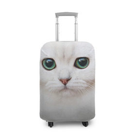 Чехол для чемодана 3D с принтом Белый котик в Белгороде, 86% полиэфир, 14% спандекс | двустороннее нанесение принта, прорези для ручек и колес | белая кошка | киса | кот | котик | кошка