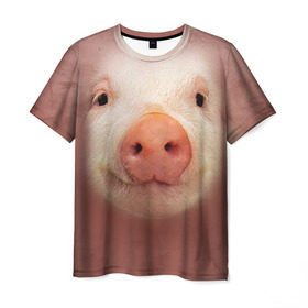 Мужская футболка 3D с принтом Хрюшка в Белгороде, 100% полиэфир | прямой крой, круглый вырез горловины, длина до линии бедер | свинка | свинья | хрюшка