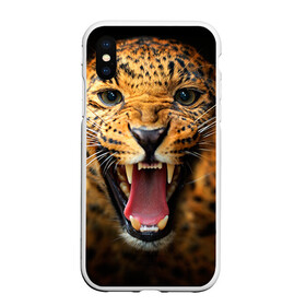 Чехол для iPhone XS Max матовый с принтом Леопард в Белгороде, Силикон | Область печати: задняя сторона чехла, без боковых панелей | киса | кошка | леопард | хищник