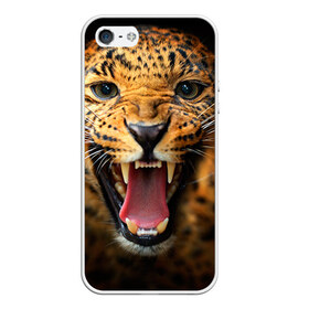 Чехол для iPhone 5/5S матовый с принтом Леопард в Белгороде, Силикон | Область печати: задняя сторона чехла, без боковых панелей | киса | кошка | леопард | хищник