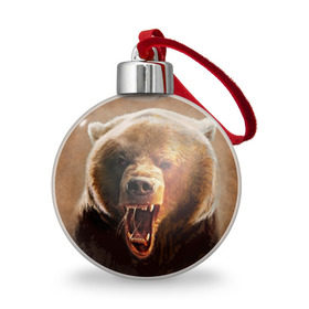 Ёлочный шар с принтом Медведь в Белгороде, Пластик | Диаметр: 77 мм | Тематика изображения на принте: медведь | мишка