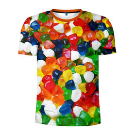 Мужская футболка 3D спортивная с принтом Мармелад в Белгороде, 100% полиэстер с улучшенными характеристиками | приталенный силуэт, круглая горловина, широкие плечи, сужается к линии бедра | вкусности | конфеты | мармелад | сладости