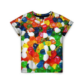 Детская футболка 3D с принтом Мармелад в Белгороде, 100% гипоаллергенный полиэфир | прямой крой, круглый вырез горловины, длина до линии бедер, чуть спущенное плечо, ткань немного тянется | вкусности | конфеты | мармелад | сладости