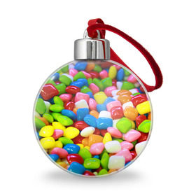 Ёлочный шар с принтом Конфетки в Белгороде, Пластик | Диаметр: 77 мм | Тематика изображения на принте: вкусности | конфеты | мармелад | сладости