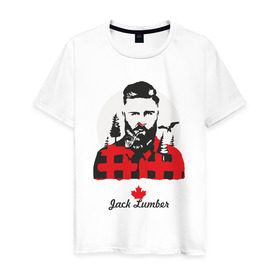 Мужская футболка хлопок с принтом Канадский лесоруб в Белгороде, 100% хлопок | прямой крой, круглый вырез горловины, длина до линии бедер, слегка спущенное плечо. | борода