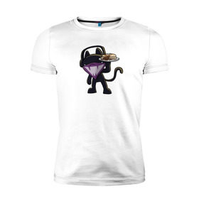 Мужская футболка премиум с принтом Monstercat в Белгороде, 92% хлопок, 8% лайкра | приталенный силуэт, круглый вырез ворота, длина до линии бедра, короткий рукав | Тематика изображения на принте: cat | monenstercrat | monster | дабстеп | кот | музыка | электронная музыка