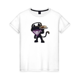 Женская футболка хлопок с принтом Monstercat в Белгороде, 100% хлопок | прямой крой, круглый вырез горловины, длина до линии бедер, слегка спущенное плечо | cat | monenstercrat | monster | дабстеп | кот | музыка | электронная музыка