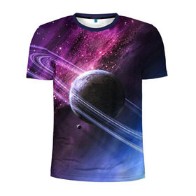 Мужская футболка 3D спортивная с принтом Космос в Белгороде, 100% полиэстер с улучшенными характеристиками | приталенный силуэт, круглая горловина, широкие плечи, сужается к линии бедра | астрономия | космос | планета