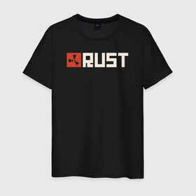Мужская футболка хлопок с принтом RUST в Белгороде, 100% хлопок | прямой крой, круглый вырез горловины, длина до линии бедер, слегка спущенное плечо. | game rust | raid | rust | игра раст | логотип игры rust ржавый | раст | рейд