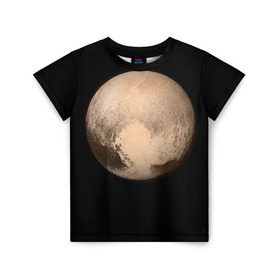 Детская футболка 3D с принтом Плутон в Белгороде, 100% гипоаллергенный полиэфир | прямой крой, круглый вырез горловины, длина до линии бедер, чуть спущенное плечо, ткань немного тянется | космос | планета | плутон