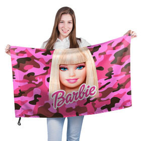 Флаг 3D с принтом Барби в Белгороде, 100% полиэстер | плотность ткани — 95 г/м2, размер — 67 х 109 см. Принт наносится с одной стороны | swag | барки | девушкам | камуфляж | свэг