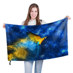 Флаг 3D с принтом Попугаи в Белгороде, 100% полиэстер | плотность ткани — 95 г/м2, размер — 67 х 109 см. Принт наносится с одной стороны | macaw | myparrots | parrot | ара | космос | попугаи | птицы