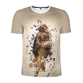 Мужская футболка 3D спортивная с принтом Птица в Белгороде, 100% полиэстер с улучшенными характеристиками | приталенный силуэт, круглая горловина, широкие плечи, сужается к линии бедра | myparrots | орел | перья | птицы | сокол | хищная