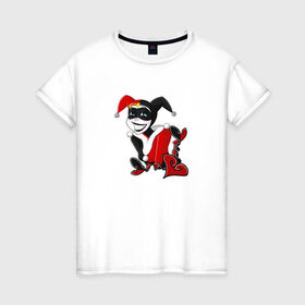 Женская футболка хлопок с принтом Харли Квинн в Белгороде, 100% хлопок | прямой крой, круглый вырез горловины, длина до линии бедер, слегка спущенное плечо | dc | dc comics | harley quinn | харли квинн
