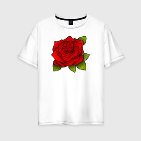 Женская футболка хлопок Oversize с принтом Роза в Белгороде, 100% хлопок | свободный крой, круглый ворот, спущенный рукав, длина до линии бедер
 | розароза