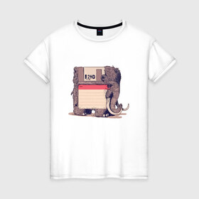 Женская футболка хлопок с принтом Вымершие виды в Белгороде, 100% хлопок | прямой крой, круглый вырез горловины, длина до линии бедер, слегка спущенное плечо | слон