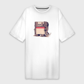 Платье-футболка хлопок с принтом Вымершие виды в Белгороде,  |  | слон