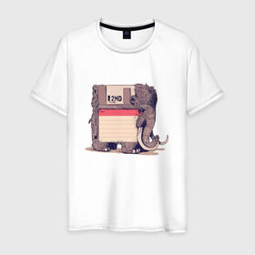 Мужская футболка хлопок с принтом Вымершие виды в Белгороде, 100% хлопок | прямой крой, круглый вырез горловины, длина до линии бедер, слегка спущенное плечо. | Тематика изображения на принте: слон