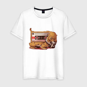 Мужская футболка хлопок с принтом Вымершие виды в Белгороде, 100% хлопок | прямой крой, круглый вырез горловины, длина до линии бедер, слегка спущенное плечо. | касета | кошка | тигр