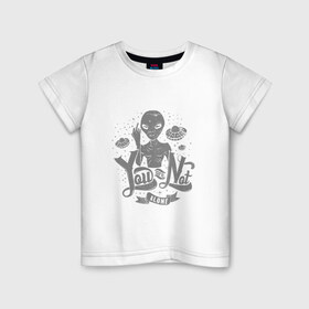 Детская футболка хлопок с принтом Ты не один в Белгороде, 100% хлопок | круглый вырез горловины, полуприлегающий силуэт, длина до линии бедер | гуманоид | инопланетянин | летающая тарелка | пришельцы