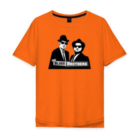 Мужская футболка хлопок Oversize с принтом Братья блюз в Белгороде, 100% хлопок | свободный крой, круглый ворот, “спинка” длиннее передней части | Тематика изображения на принте: blues | jazz | the_blues_brothers