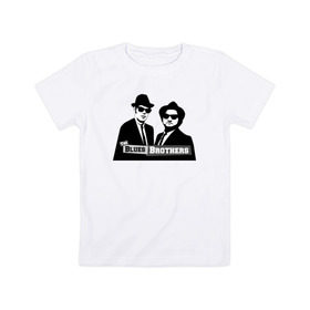 Детская футболка хлопок с принтом Братья блюз в Белгороде, 100% хлопок | круглый вырез горловины, полуприлегающий силуэт, длина до линии бедер | blues | jazz | the_blues_brothers