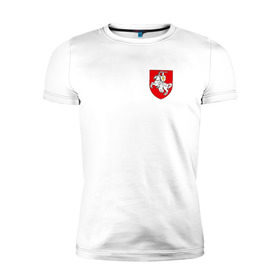 Мужская футболка премиум с принтом Пагоня (Погоня) в Белгороде, 92% хлопок, 8% лайкра | приталенный силуэт, круглый вырез ворота, длина до линии бедра, короткий рукав | 