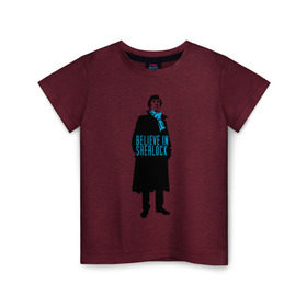 Детская футболка хлопок с принтом Шерлок (SHERLOCK) в Белгороде, 100% хлопок | круглый вырез горловины, полуприлегающий силуэт, длина до линии бедер | «шерлок» | также известен как «шерлок холмс»  британский телесериалsherlock | шерлок