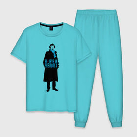 Мужская пижама хлопок с принтом Шерлок (SHERLOCK) в Белгороде, 100% хлопок | брюки и футболка прямого кроя, без карманов, на брюках мягкая резинка на поясе и по низу штанин
 | «шерлок» | также известен как «шерлок холмс»  британский телесериалsherlock | шерлок