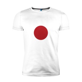 Мужская футболка премиум с принтом Япония минимализм в Белгороде, 92% хлопок, 8% лайкра | приталенный силуэт, круглый вырез ворота, длина до линии бедра, короткий рукав | круг | минимализм | японский флагяпония