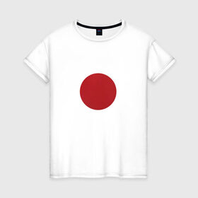 Женская футболка хлопок с принтом Япония минимализм в Белгороде, 100% хлопок | прямой крой, круглый вырез горловины, длина до линии бедер, слегка спущенное плечо | круг | минимализм | японский флагяпония