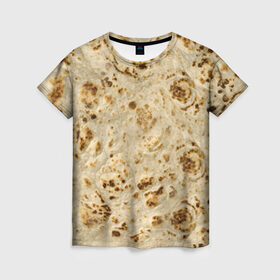 Женская футболка 3D с принтом Лаваш в Белгороде, 100% полиэфир ( синтетическое хлопкоподобное полотно) | прямой крой, круглый вырез горловины, длина до линии бедер | Тематика изображения на принте: еда | лаваш | прикол | прикольные | хлеб