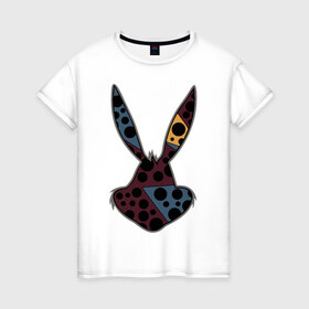 Женская футболка хлопок с принтом Ушастый кролик в Белгороде, 100% хлопок | прямой крой, круглый вырез горловины, длина до линии бедер, слегка спущенное плечо | 