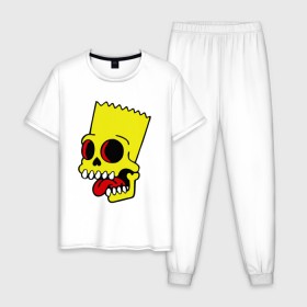 Мужская пижама хлопок с принтом Барт Симпсон. Зомби в Белгороде, 100% хлопок | брюки и футболка прямого кроя, без карманов, на брюках мягкая резинка на поясе и по низу штанин
 | зомби