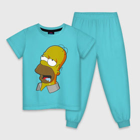 Детская пижама хлопок с принтом Simpsons в Белгороде, 100% хлопок |  брюки и футболка прямого кроя, без карманов, на брюках мягкая резинка на поясе и по низу штанин
 | simpsons donut brain симпсон гомер homer