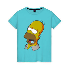 Женская футболка хлопок с принтом Simpsons в Белгороде, 100% хлопок | прямой крой, круглый вырез горловины, длина до линии бедер, слегка спущенное плечо | simpsons donut brain симпсон гомер homer