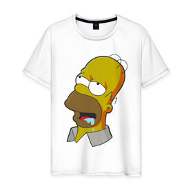 Мужская футболка хлопок с принтом Simpsons в Белгороде, 100% хлопок | прямой крой, круглый вырез горловины, длина до линии бедер, слегка спущенное плечо. | simpsons donut brain симпсон гомер homer