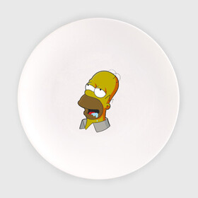 Тарелка с принтом Simpsons  в Белгороде, фарфор | диаметр - 210 мм
диаметр для нанесения принта - 120 мм | simpsons donut brain симпсон гомер homer