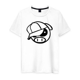 Мужская футболка хлопок с принтом SUBARY PIG в Белгороде, 100% хлопок | прямой крой, круглый вырез горловины, длина до линии бедер, слегка спущенное плечо. | subary pig субару
