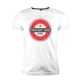 Мужская футболка премиум с принтом Straight edge в Белгороде, 92% хлопок, 8% лайкра | приталенный силуэт, круглый вырез ворота, длина до линии бедра, короткий рукав | drugfree | hardcore | punk | straight edge | sxe