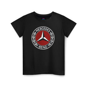 Детская футболка хлопок с принтом Mercedes-Benz в Белгороде, 100% хлопок | круглый вырез горловины, полуприлегающий силуэт, длина до линии бедер | mercedes benz мерседес